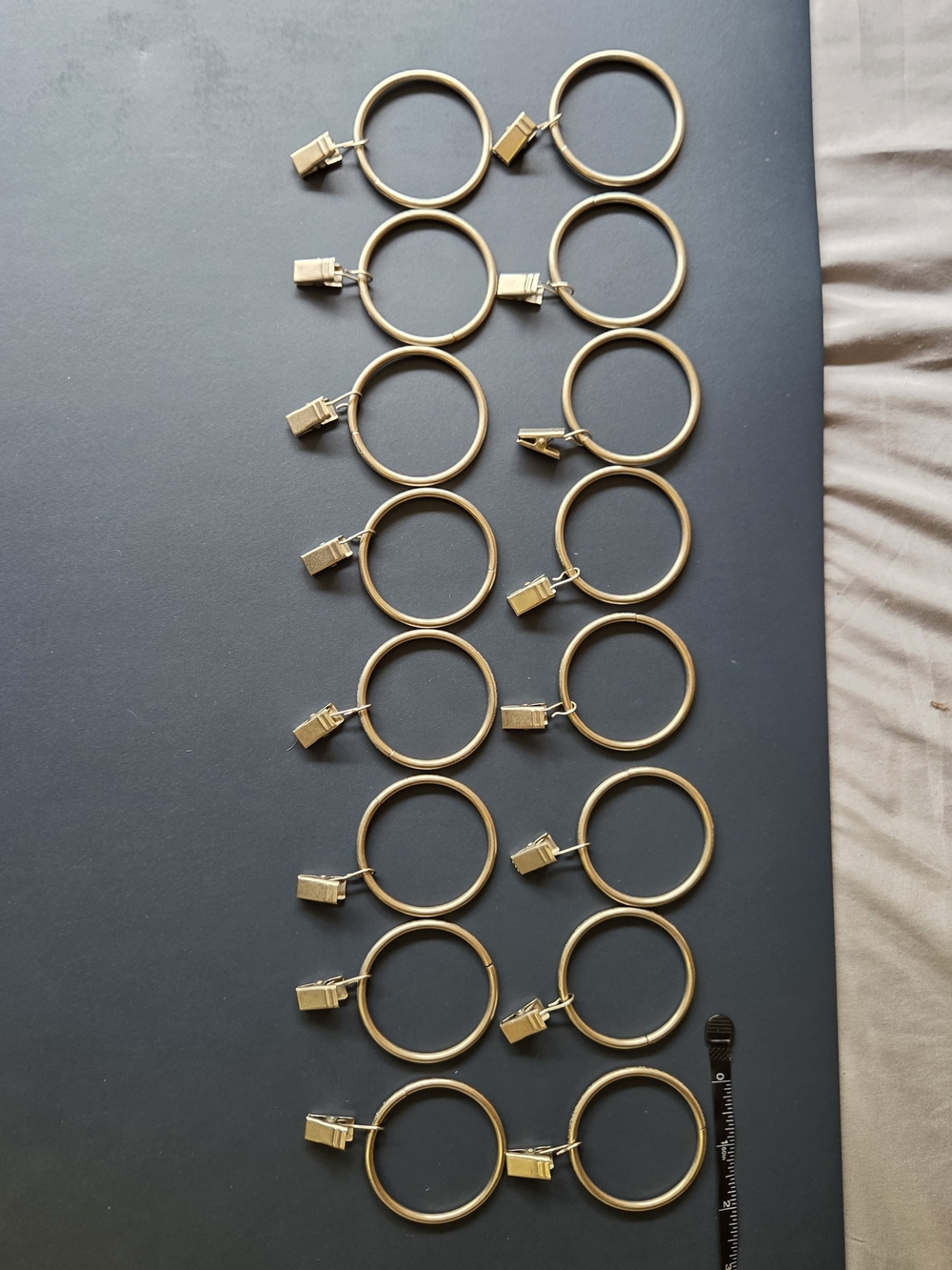 Set of 16 Silver Curtain Rings with Clips